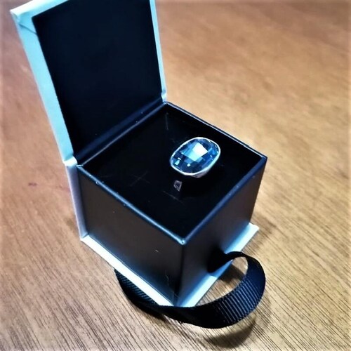 Anillo Cristal Swarovski Azul Oscuro Baño Rodio Farcelli Jewelry