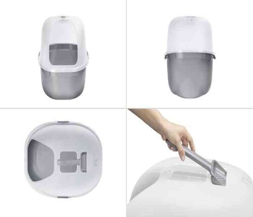 Arenero para Gato con Tapa y Pala color Gris Metal