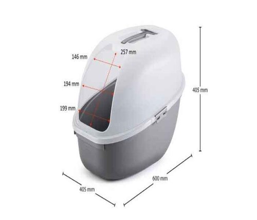 Arenero para Gato con Tapa y Pala color Gris Metal