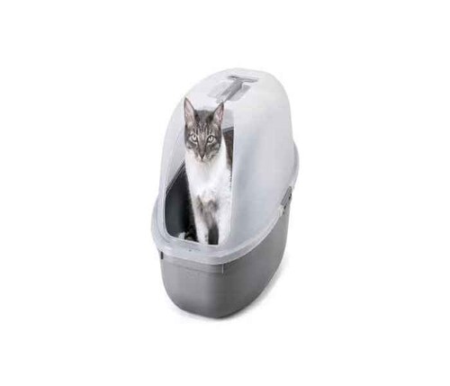 Arenero para Gato con Tapa y Pala color Gris Metal