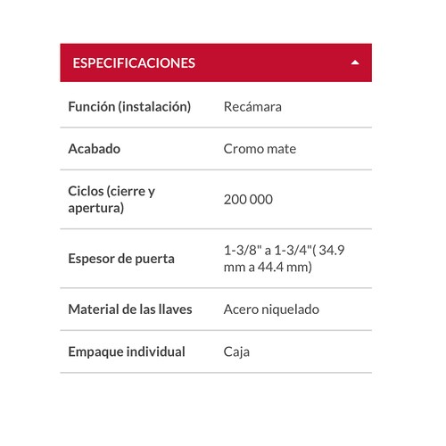 CERRADURA CHAPA PARA PUERTA CUARTO RECAMARA POMO PLATEADA HERMEX