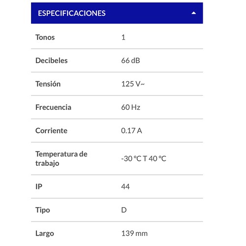 Timbre Para Casa Alámbrico De 1 Tono Volteck