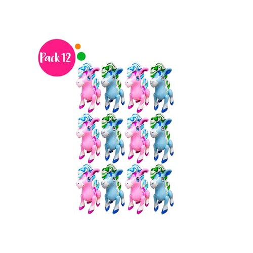 Inflable de Pony en Paquete de 12 Rosa y Azul