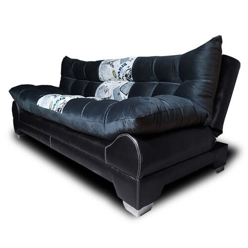 Sofa cama Nigeria Suede Negro y Paris +02 cojines decorativos Maderian