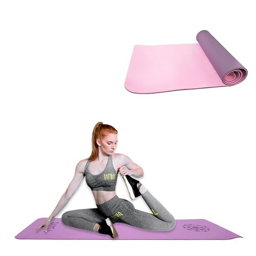 Tayga tapete fitness para yoga pilates color morado/rosa 183 cm