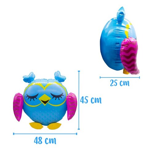 Inflable de Buho en Paquete de 12  Rosa Azul y Morado