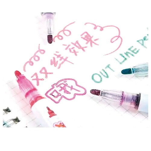 Marcadores Outline Pen, Doble Línea Metalizados Con 6 Piezas