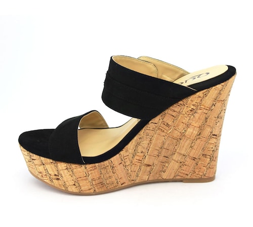 Zapatos De Meter Plataforma Forrada en Corcho 2 Tiras