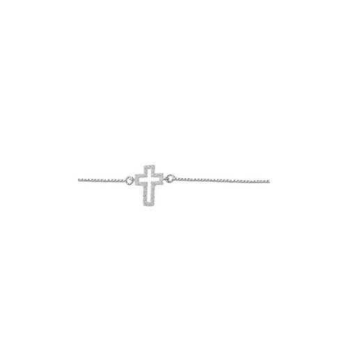 Pulsera de Cruz de 19cm Cubierta de Rodio en Plata .925