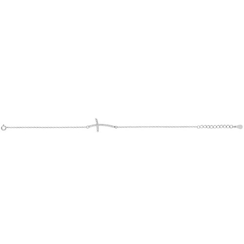 Pulsera con Cruz en Curva Cubierta de Rodio de 18cm en Plata .925