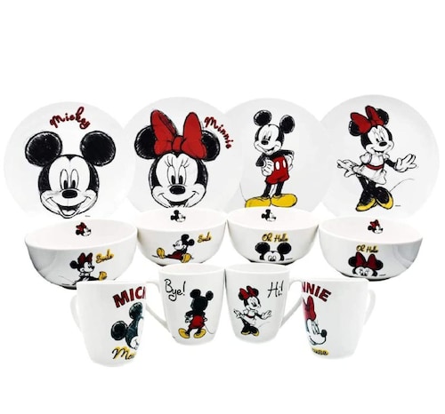 Vajilla de Porcelana 24 piezas Mickey Mouse