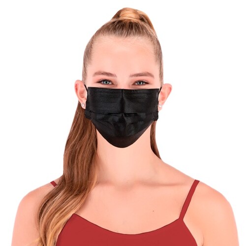 Cubrebocas Hokins  3000p z Color Negro Termosellado Registro Sanitario Cofepris SSA 0341C2021