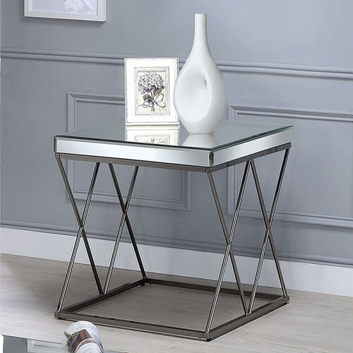 Mesa lateral color blanco con gris - Coaster 705477 