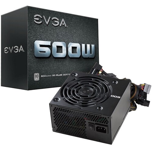 Fuente de poder Evga 80 plus, atx, 600w, 24-pin, 120mm (100-w1-0600-k1)