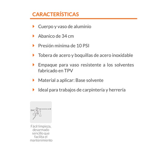 PISTOLA PARA PINTAR BAJA PRESION 10 PSI CARPINTERIA Y HERRERIA TRUPER