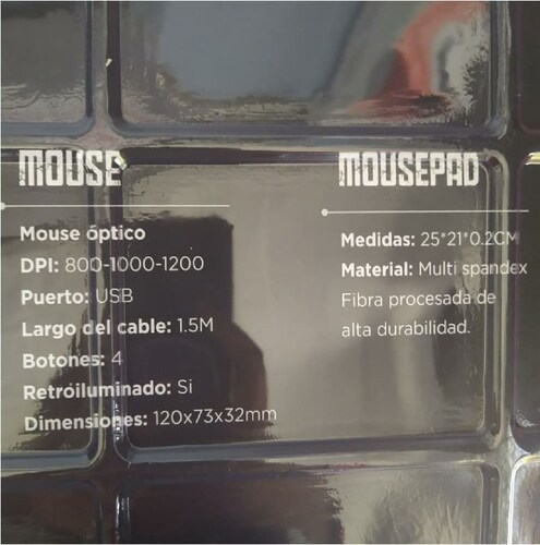 Kit Mouse Mousepad Naceb Technology NA-632, Multi 4 botones USB Óptico 1200 DPI LOBO GAMER LED LUZ