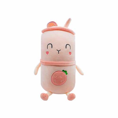 Peluche de Vaso de Malteada de Fresa Color Rosa Pastel Kawaii