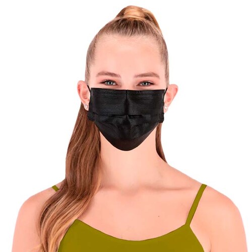  Cubrebocas Hokins  3000p z Color Negro Termosellado Registro Sanitario Cofepris SSA 0341C2021