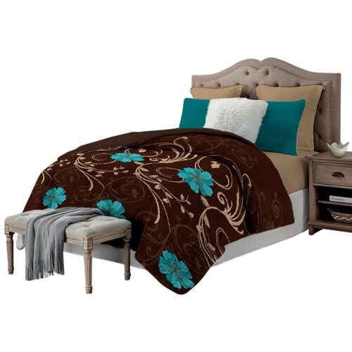 Cobertor con Borrega King Size Extra Suave," Modelo Burdeos" , Capitonado y Calientito. Tela Polar Flannel con Borrega