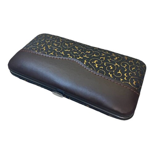 Kit de manicure y pedicure de 12 piezas Negro-Café-Dorado