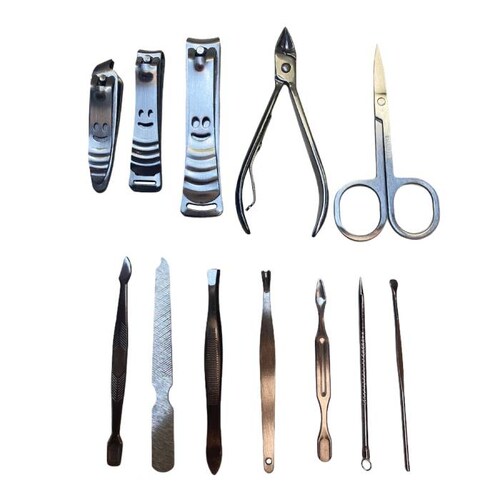 Kit de manicure y pedicure de 12 piezas Negro-Café-Dorado