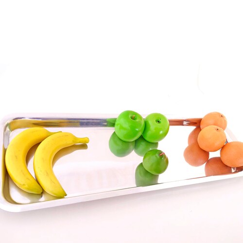Charola de Pewter Rectangular para Servicio- Bandeja de Aluminio Pulido (63 x 23 cm)