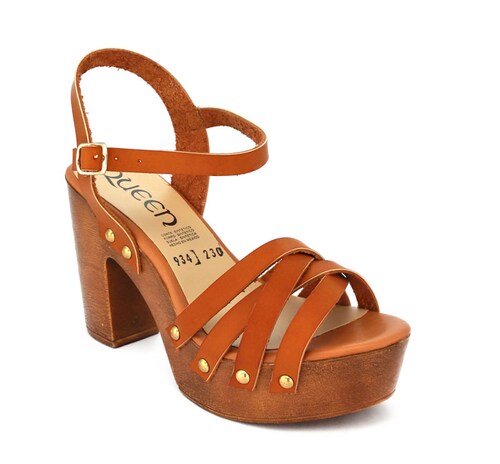 Zapato Tacon Ancho Tiras Suela Imitacion Madera
