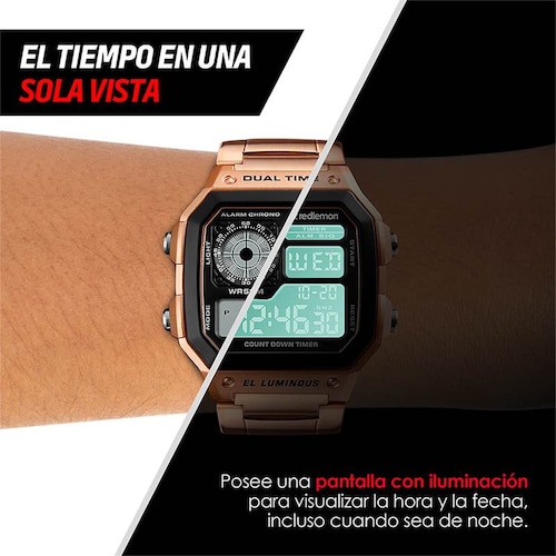 Reloj Digital Clásico con Correa de Metal Mod. 1335 Redlemon