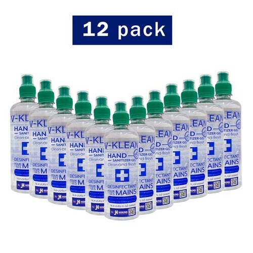 Gel Antibacterial Desinfectante Sanitizante  de Manos By Jh Hokins 70% Alcohol 12 Piezas/Pack  500ml