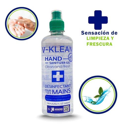 Gel Antibacterial Desinfectante Sanitizante  de Manos By Jh Hokins 70% Alcohol 12 Piezas/Pack  500ml