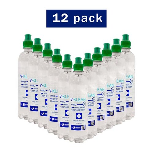 Gel Antibacterial Desinfectante Sanitizante  de Manos By Jh Hokins 70% Alcohol 12 Piezas/Pack  500ml