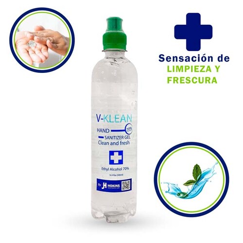 Gel Antibacterial Desinfectante Sanitizante  de Manos By Jh Hokins 70% Alcohol 12 Piezas/Pack  500ml