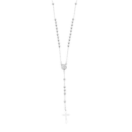 Rosario de Cruz Diamantado de 4mm de 65cm en Plata .925