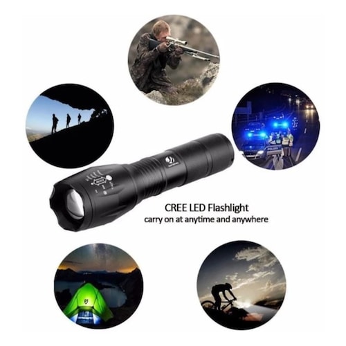 Lampara Táctica De Mano 3000 Lumen Cree Led T6 Recargable LJX