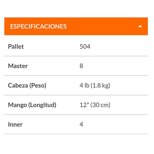MARRO MAZO 4 LB 12" MANGO DE MADERA PARA ALBAÑILERIA HERRERIA MULTI USOS TRUPER
