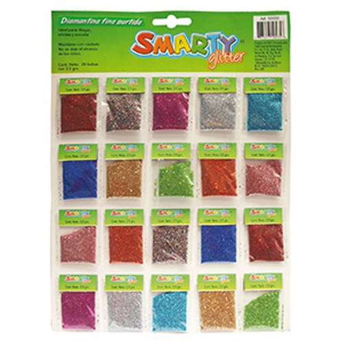 DIAMANTINA FINA 2.5G COLORES SURTIDOS CON 20 BOLSITAS