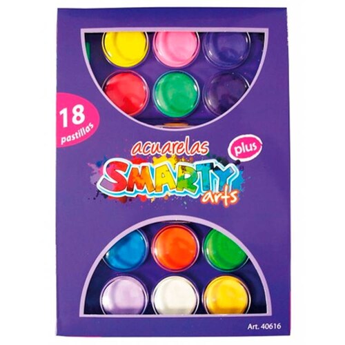Acuarela De Plástico Redondo Con 18 Colores Surtidos Smarty
