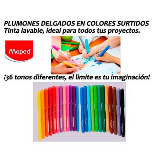 Marcador Para Colorear Delgado Est C/36 Pzas. Ocean Maped
