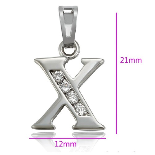 Dije Letra X Baño de Rodio INCLUYE Cadena y Caja Para Regalo Farcelli Jewelry