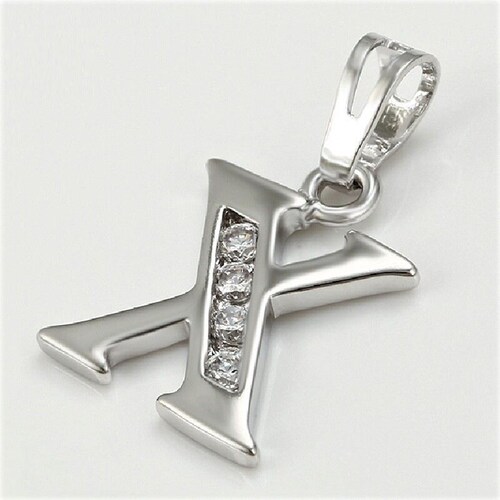 Dije Letra X Baño de Rodio INCLUYE Cadena y Caja Para Regalo Farcelli Jewelry