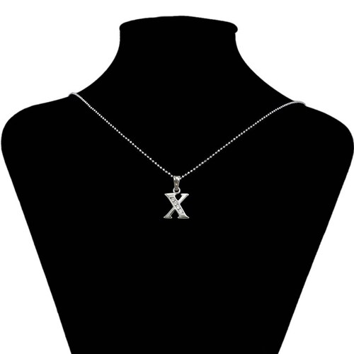 Dije Letra X Baño de Rodio INCLUYE Cadena y Caja Para Regalo Farcelli Jewelry