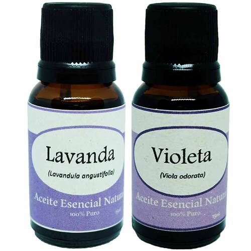 Lavanda y Violeta Aceite Esencial Natural 2 Frascos Kit Aromaterapia Krisamex