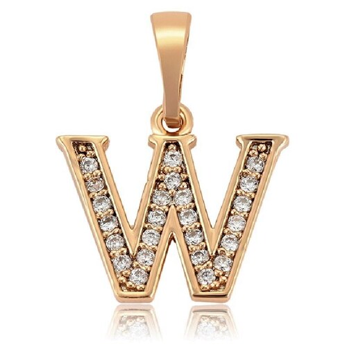 Dije Letra W Baño de Oro Rosa INCLUYE Cadena y Caja Para Regalo Farcelli Jewelry