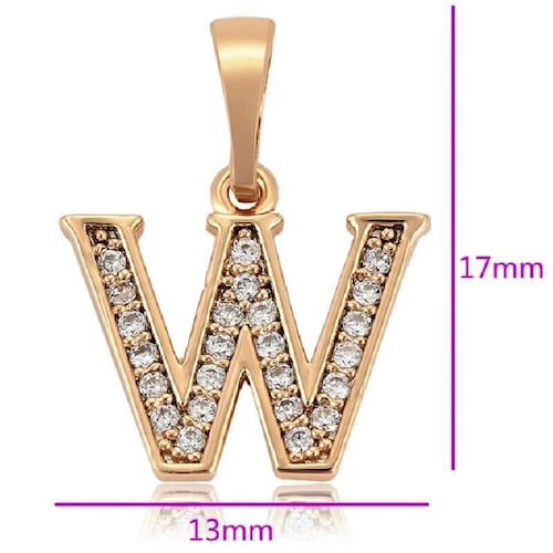 Dije Letra W Baño de Oro Rosa INCLUYE Cadena y Caja Para Regalo Farcelli Jewelry