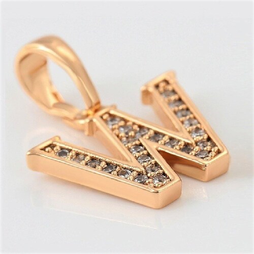 Dije Letra W Baño de Oro Rosa INCLUYE Cadena y Caja Para Regalo Farcelli Jewelry