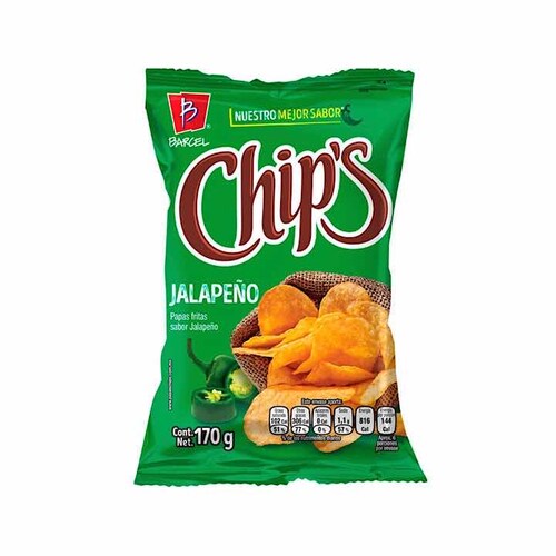Surtido De Papás Fritas, Chips, 4 de 170g c/u.