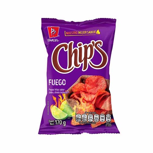 Surtido De Papás Fritas, Chips, 4 de 170g c/u.