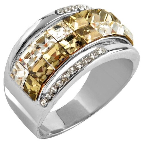 Anillo Cristales Swarovski Mutilínea Baño Rodio Farcelli Jewelry INCLUYE CAJA PARA REGALO