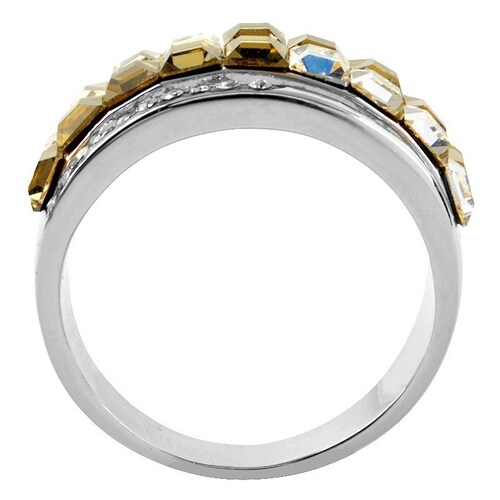 Anillo Cristales Swarovski Mutilínea Baño Rodio Farcelli Jewelry INCLUYE CAJA PARA REGALO