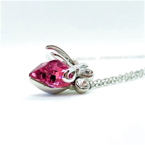 Dije Cristal Swarovski Corazon Rosa Baño Rodio Farcelli Jewelry INCLUYE CAJA PARA REGALO